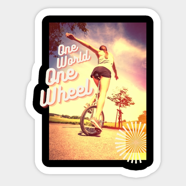One World one Wheel Einrad Artist Zirkus Design Sticker by Maggini Art
